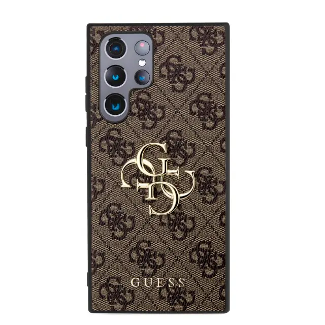Guess PU 4G Metal Logo Case for Samsung Galaxy S24 Ultra Brown 3