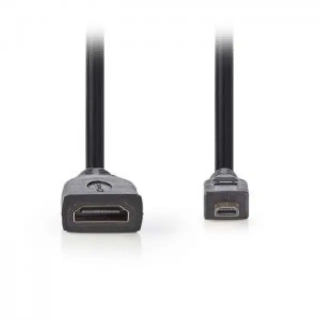 Καλώδιο High speed HDMI with Ethernet, HDMI micro αρσ. - HDMI θηλ., με επίχρυσες επαφές, 0.20m. 2