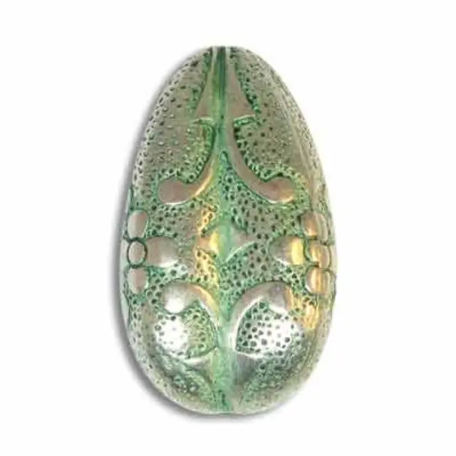 Επιμεταλλωμένη Χάντρα Fancy Drop Green Patina 17x25mm - 4τεμ