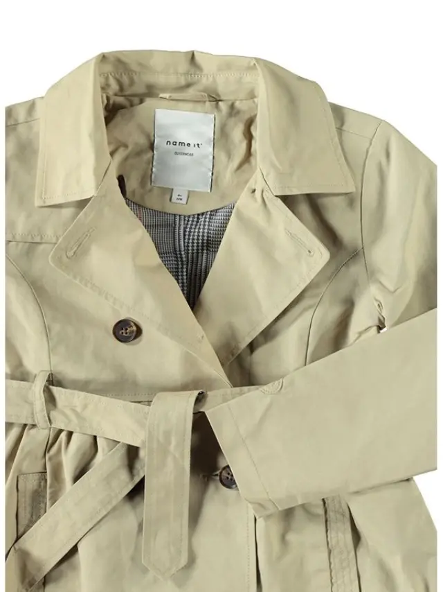 NAME IT NKFMETRINE TRENCH COAT WHITE PEPPER 2