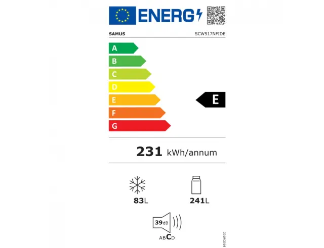 Ψυγειοκαταψύκτης Samus SCW517NFIDE Full No Frost, με Βρυσάκι Νερού, Συνολική Χωρητικότητα 324L, Ενεργειακή Κλάση E και Ύψος 201cm - White SCW517NFIDE 3