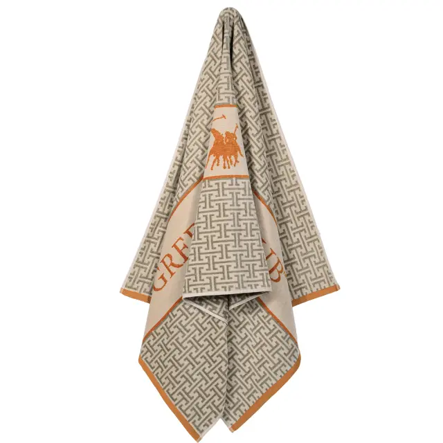 Πετσέτα Θαλάσσης 90x180 400gsm Greenwich Polo Club Essential 5228 Taupe-Orange 100% βαμβακερό 2