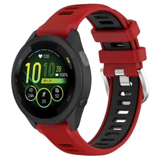 Silicone Λουράκι Dual Color Garmin Forerunner 265S / Vivoactive 4S / Vivomove 3S / Fossil Gen 4 (18mm) - Red / Black OEM