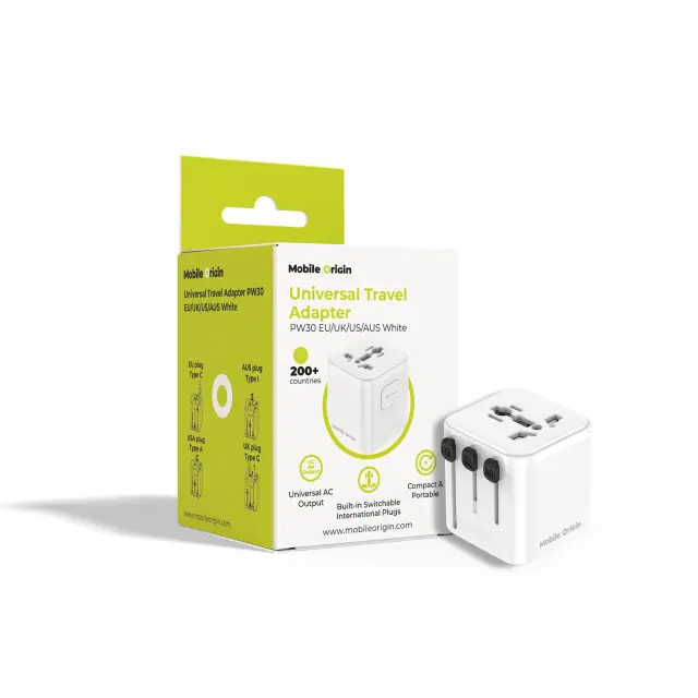 Mobile Origin Universal Travel Adapter PW30 EU/UK/US/AUS White
