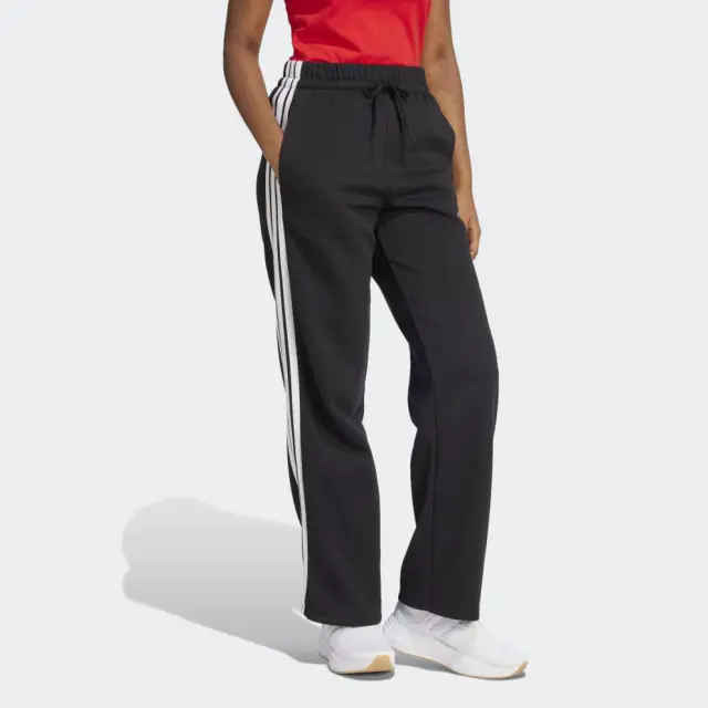 adidas Sportswear Women's 3-Stripes Open Hem Fleece Pants Μαύρο JE1300 (adidas Sportswear) - Large 3