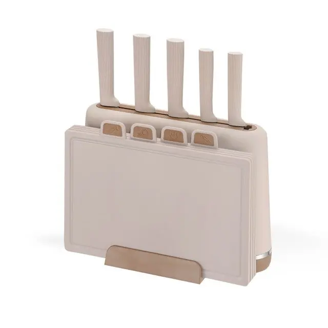 Maestro MR-1412-BEIGE Knife set with block + Cutting board set Beige