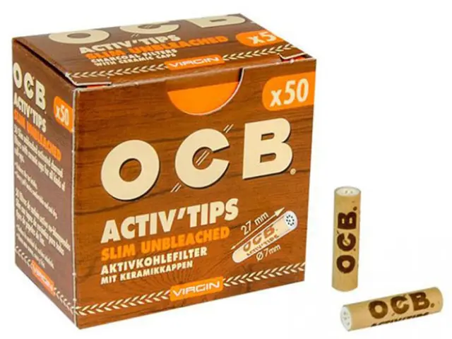 Φίλτρο OCB Slim Unbleached 50 Ενεργού Ανθρακα 7mm