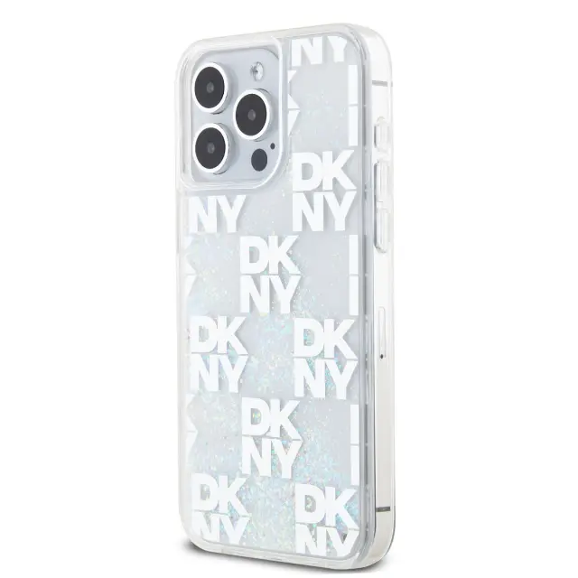 DKNY Liquid Glitter Checkered Pattern Case for iPhone 15 Pro Max Transparent 3