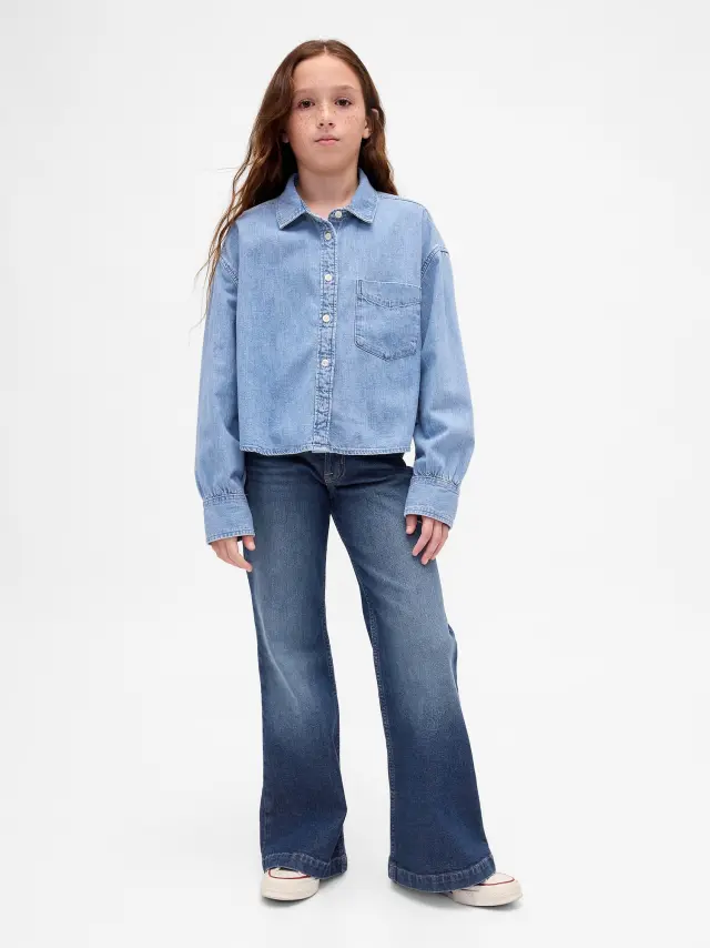 Παιδικό Low Rise Relaxed Flare Τζιν Παντελόνι Dark wash