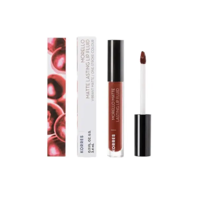Korres Morello Matte Lasting Lip Fluid Υγρό Κραγιόν Μεγάλης Διάρκειας για Τέλειο Ματ Αποτέλεσμα 60 Chestnut, 3.4ml