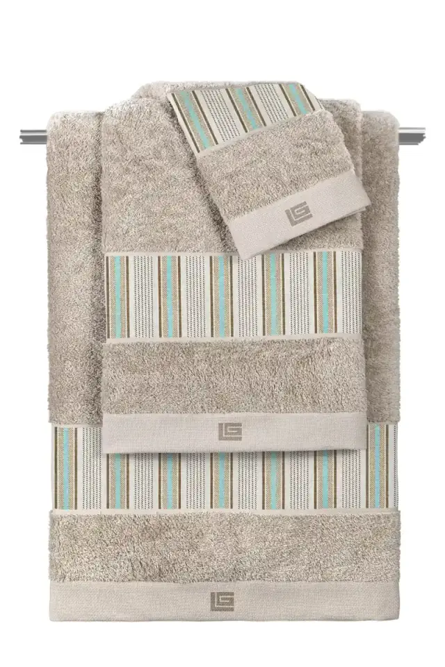 Σετ Πετσέτες 3 Τεμαχίων Guy Laroche Pinstripe Natural 30x50,50x90,70x140
