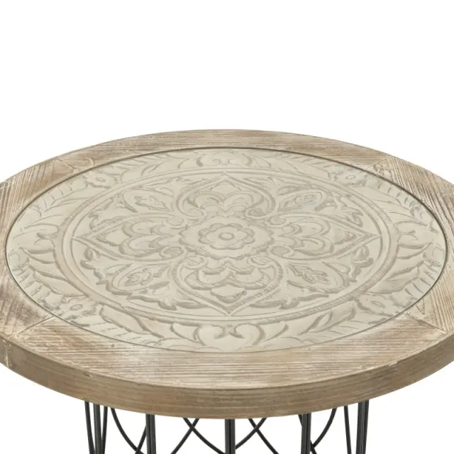 Τραπεζαρία Μαύρο/Φυσικό Μέταλλο/Ξύλο Φ80x58cm 3-50-109-0015 2