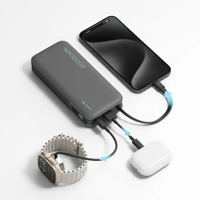 Cuktech® Powerbank με Built-in Καλώδιο USB-C 20000mAh 45W-Gray 2