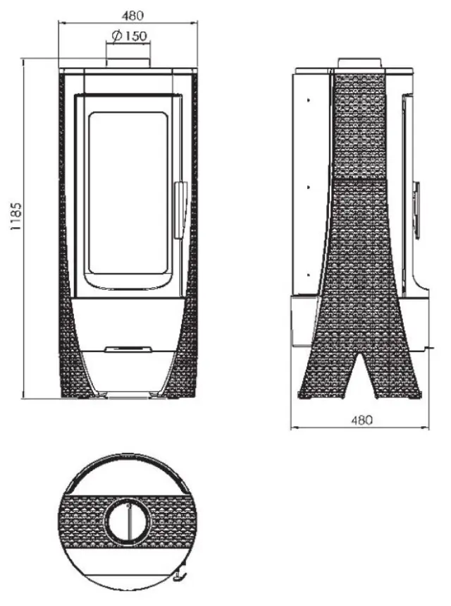 Plamen Nera N Μαντεμένια Ενεργειακή Σόμπα Ξύλου 14kW 3