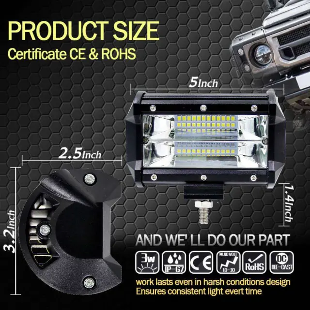 Led αδιάβροχος προβολέας μπάρα 72W 10-48V 1τμχ