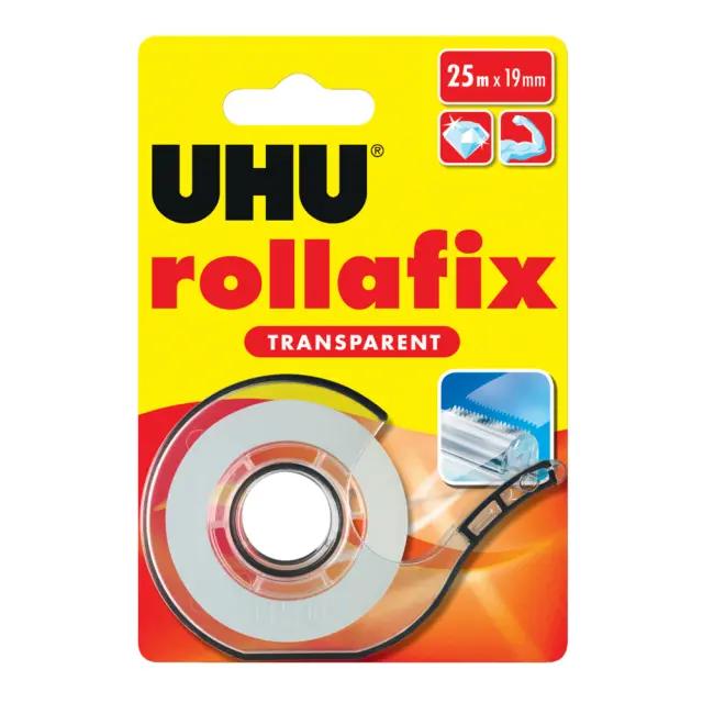 Uhu Κολλητική Ταινία Rollafix Διάφανη 25 x 19mm + Βάση