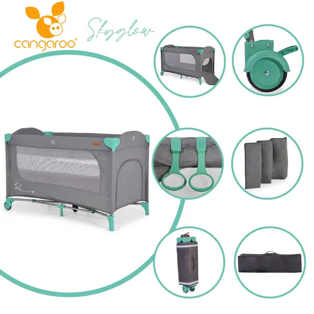 CANGAROO - Folding cot Skyglow 2 mint - 3800146248963