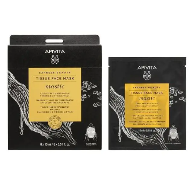 APIVITA Express Beauty Tissue Face Mask Mastic 15ml για Σύσφιξη & Αίσθηση Lifting