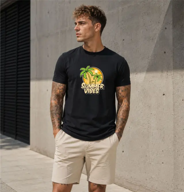 T-shirt Noshame® Μαύρο με τύπωμα Summer vibes - 3026089 - XXL