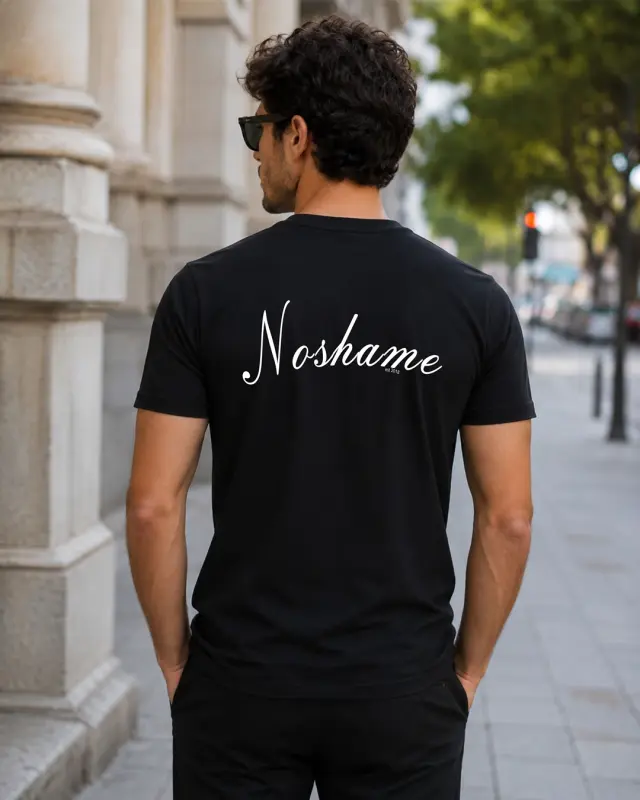 T-shirt Noshame® Μαύρο με τύπωμα - 162609 - XXL