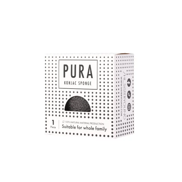Sister Young Pura Konjac Sponge Black Φυσικό Σφουγγάρι Καθαρισμού με Ενεργό Άνθρακα