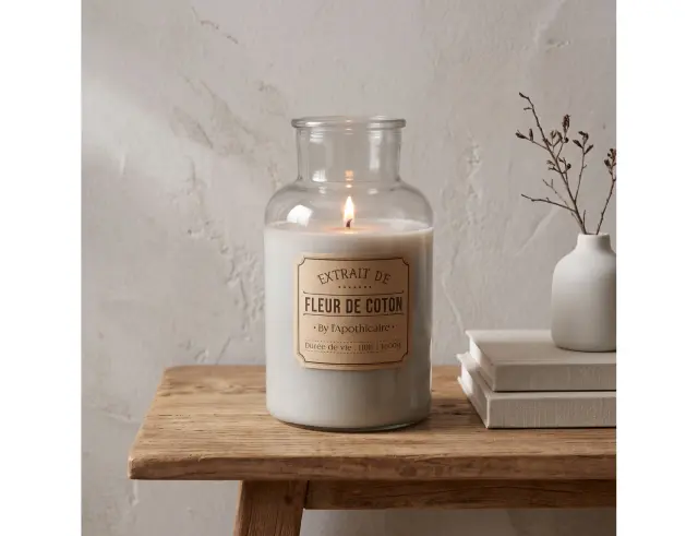 Αρωματικό κερί Apothecary Home Deco Factory με διάρκεια καύσης 110 ώρες, άρωμα Cotton flower και διαστάσεις 14x25.5cm BO5170