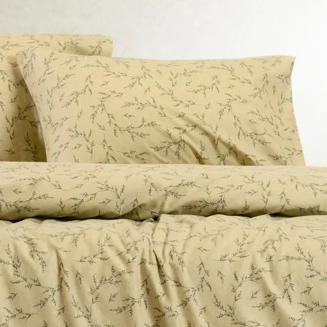 Σετ Σεντόνια 270x260 King Size Φανελένια Winter Line Melinen Poppy Pastel Olive 100% βαμβακερόΧωρίς Λάστιχο 2