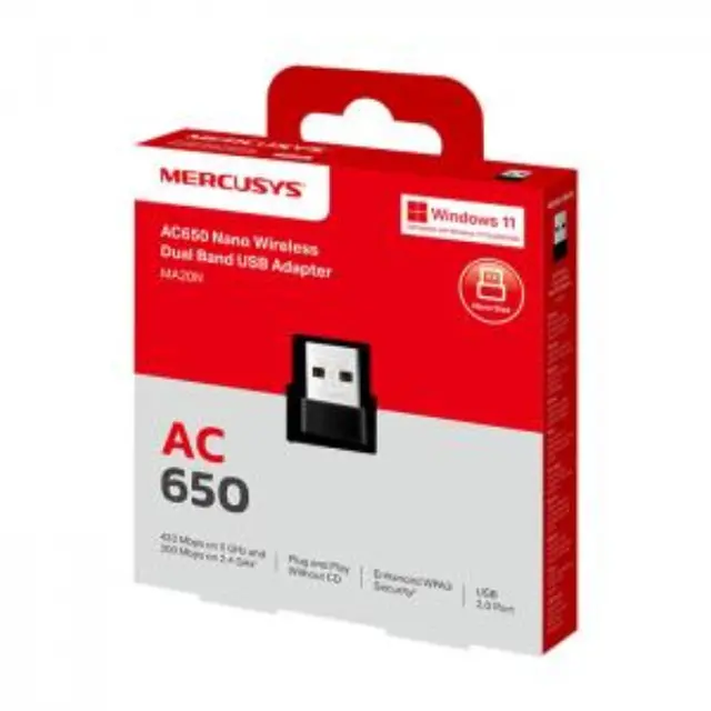 AC650 Nano Wireless Dual Band USB Adapter Mercusys MA20N (v 1.0) 2