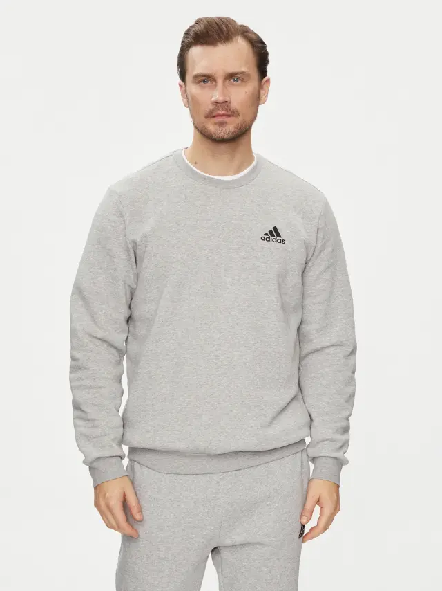 adidas Performance Essentials Fleece Γκρί - Ανδρική Μακρυμάνικη Μπλούζα - M