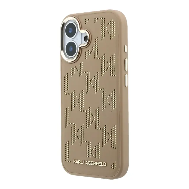 Karl Lagerfeld PU Perforated Monogram MagSafe Case for iPhone 17 Beige 2