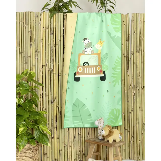 Πετσέτα Θαλάσσης 70x140 200gsm Nima Let's Get Wild Green 100% Microfiber