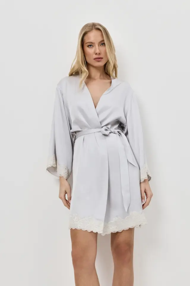 Aruelle Eden Ρόμπα Σατέν 100% Βισκόζη Grey 2