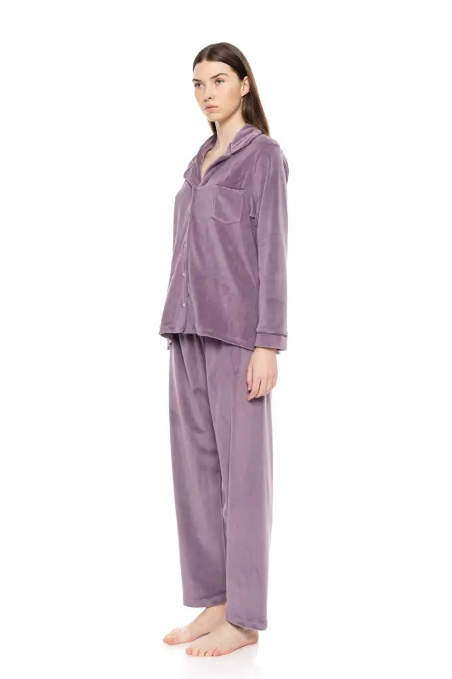 W1634 - Violete - PYJAMA BUTTONED SOFT VELVET 3