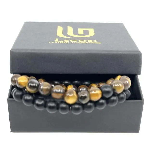 Tiger Eye Διπλό Ελαστικό Βραχιόλι με Πέτρες 3