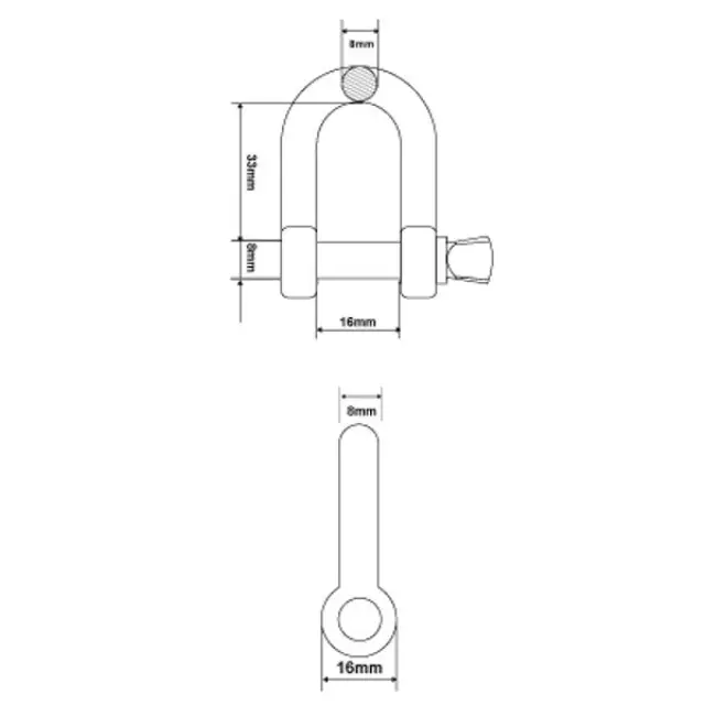 D-shackle 8 mm 2 pieces