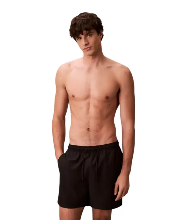 Calvin Klein - Ανδρικό Μαγιό Σορτς Medium Drawstring Monogram LV00N61045-UB1 Μαύρο - L