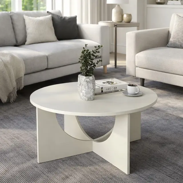 Τραπεζάκι σαλονιού Lemmar Megapap χρώμα sandstone Ø75x36,8εκ. 2