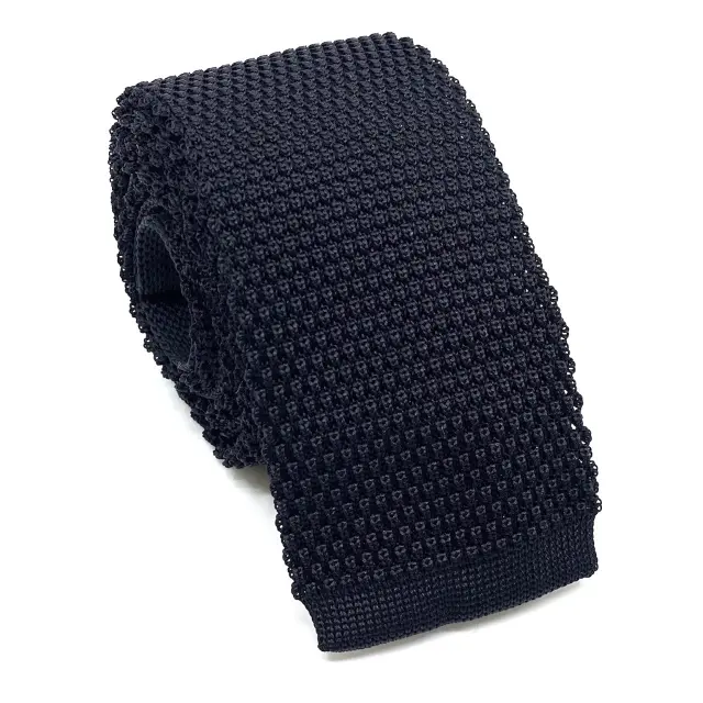 Μαύρη Μονόχρωμη Πλεκτή Γραβάτα
