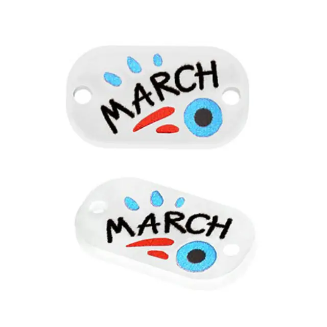 Ακρυλικός Σύνδεσμος Μάτι/March - White/Blue - 20x12mm - 2τεμ