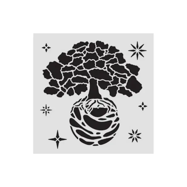 Thick Stencil Stamperia 12x12cm, A new Beginning, Το δέντρο της γης