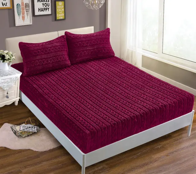 Σεντόνι fleece braid (160cm x 200cm ) μπορντώ - -