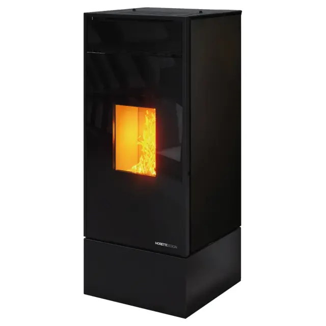 Moretti Design KUBIC 10 kW Black Steel Αερόθερμη Σόμπα Pellet με Αεραγωγούς