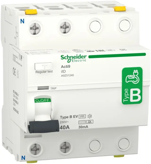 Acti9 iID - Residual Current Circuit Breaker - 2P - 40A - 30mA - B EV type
