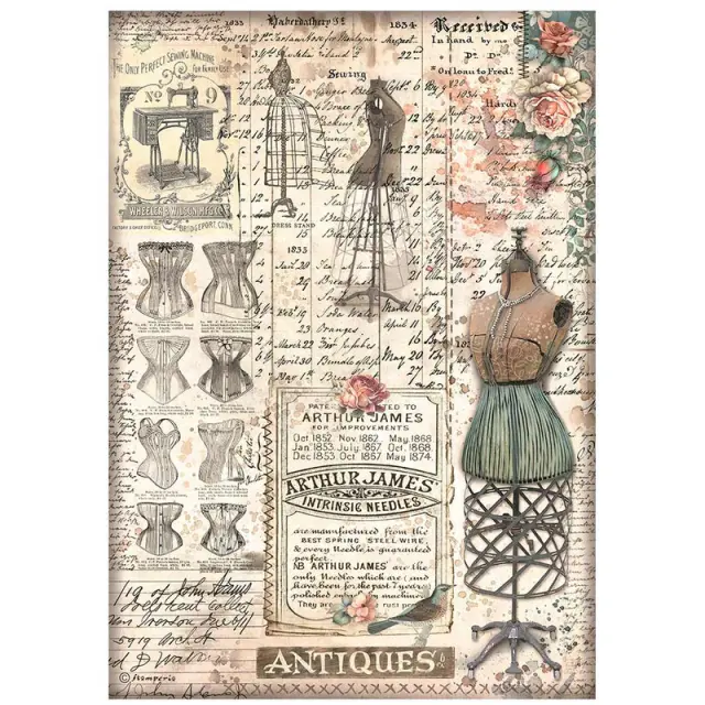 Ριζόχαρτο ντεκουπάζ Stamperia 21x29cm A4, Brocante Antiques, Mannequin