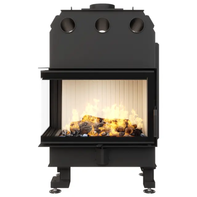 Ενεργειακό Τζάκι Ξύλου Γωνιακό 15.1kW Energy 75х50x47L ECO - Saven Χρώμα κεραμικής επένδυσης Λευκό 3