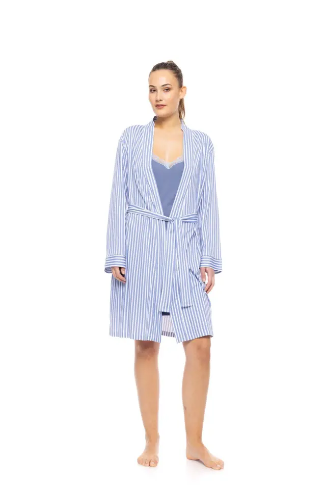 W1740 - Type - NIGHTGOWN 2PCS SET CALMING STRIPES
