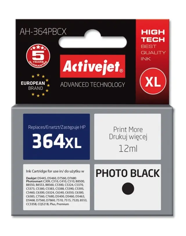 Activejet AH-364PBCX Ink (replacement for HP 364XL CB322EE Premium 12 ml black, photo)