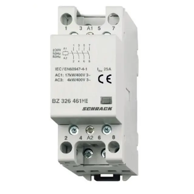 DIN Rail contactor 25A, 4 NO, 230VAC, 2MW, AMPARO