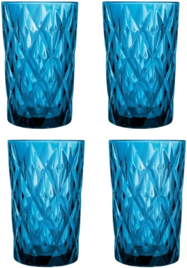 Casa Domani Deanna Blue Σετ Ποτηριών Αναψυκτικού/Νερού High Ball 340ml 4τμχ - Μπλε