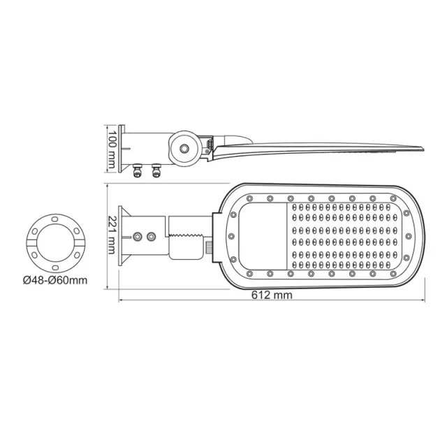 LED ΦΩΤΙΣΤΙΚΟ ΟΔΙΚΟΥ ΓΚΡΙ 230V AC 150W 4000K 20250LM 140x90˚ CLASS I IP66 / NORD15040 3